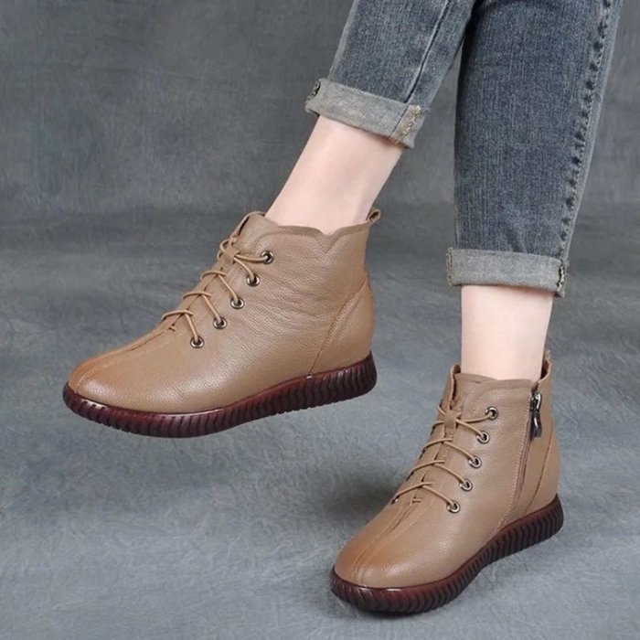 Plus Size Comfort Flat Cross Strap Flat Martin Boots Ankle Boots