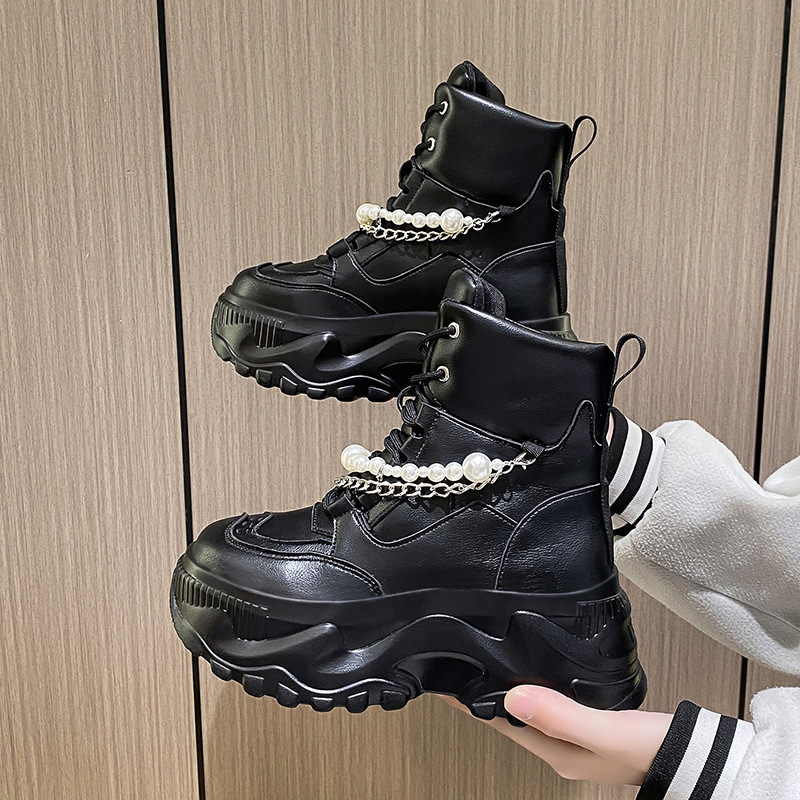 High Top Platform Heightening Sports Lace Up Ankle Boots