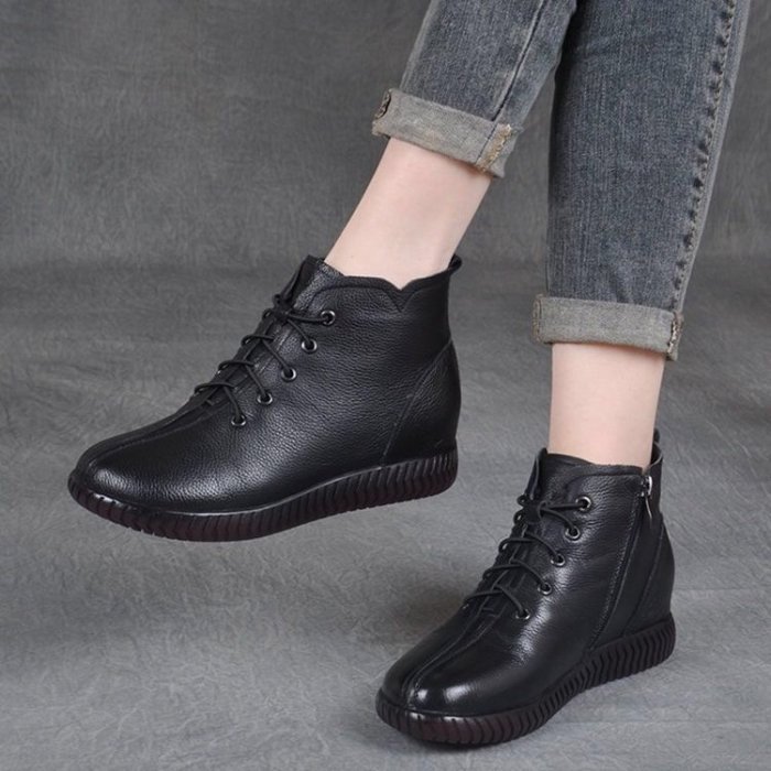 Plus Size Comfort Flat Cross Strap Flat Martin Boots Ankle Boots