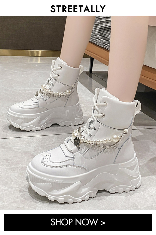 High Top Platform Heightening Sports Lace Up Ankle Boots