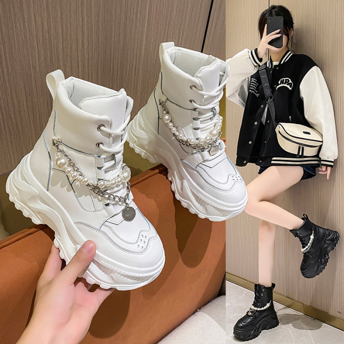 High Top Platform Heightening Sports Lace Up Ankle Boots