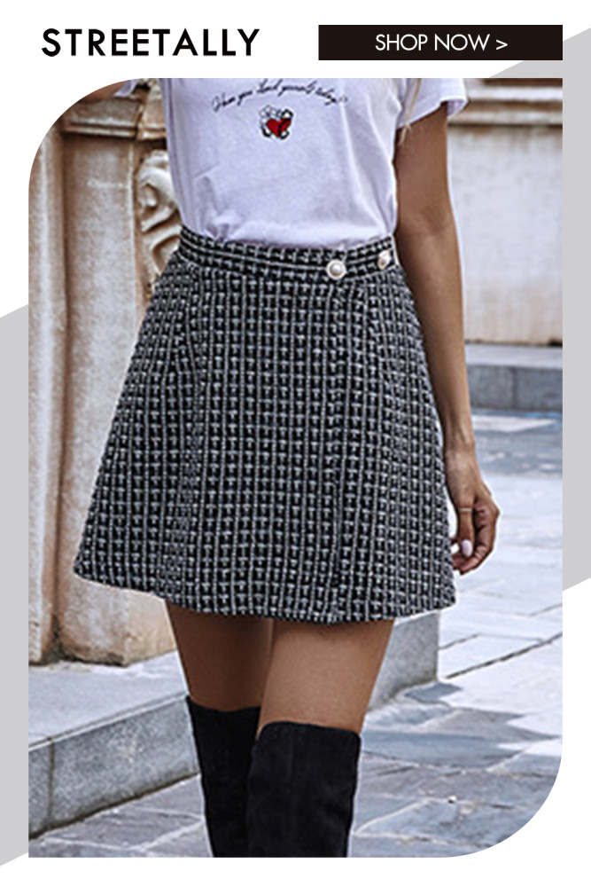 Wool High Waist Black Retro A-Line Skirts