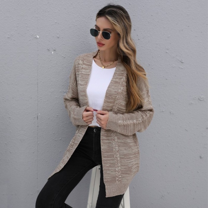 Elegant Fashionable Long Sleeve Heather Midi Sweaters & Cardigans