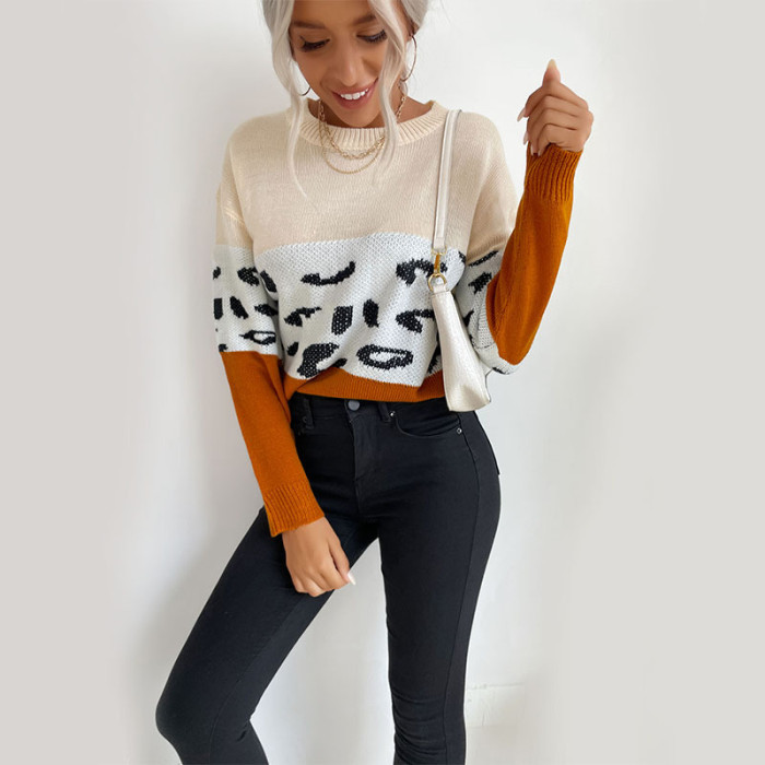 Colorblock Print Chic Casual Long Sleeve Thin Sweaters & Cardigans