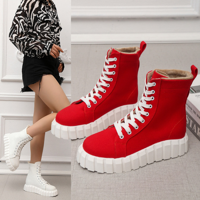 Lace-up Fashion Mid-Cylinder Platform Inner Heightening Martin Boots