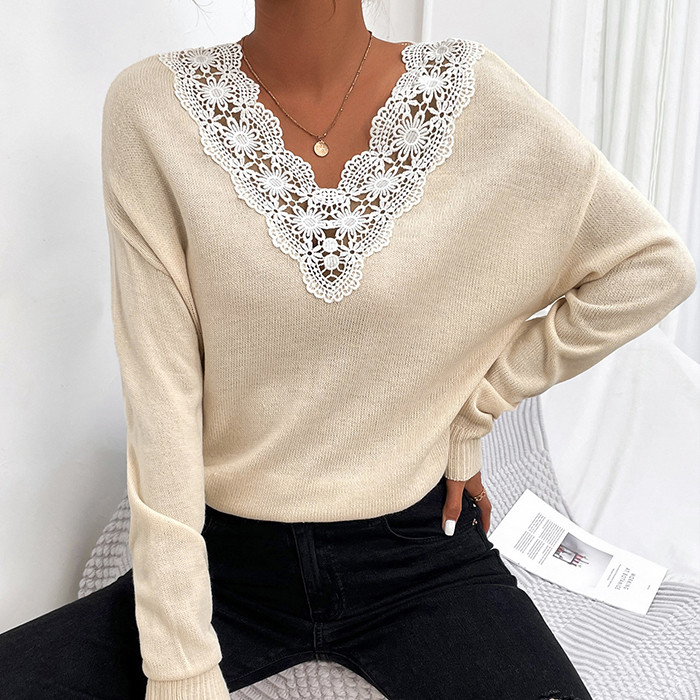 Solid Crew Neck Irregular Loose Pullover Sweaters & Cardigans