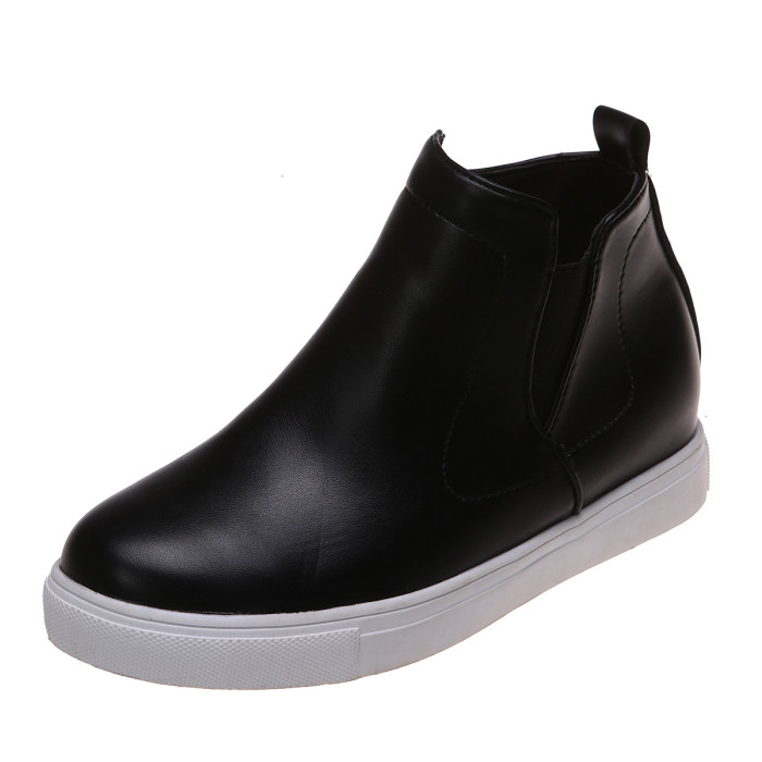 Fashion Solid Color Plus Size Side Zipper Round Toe Casual Ankle Boots