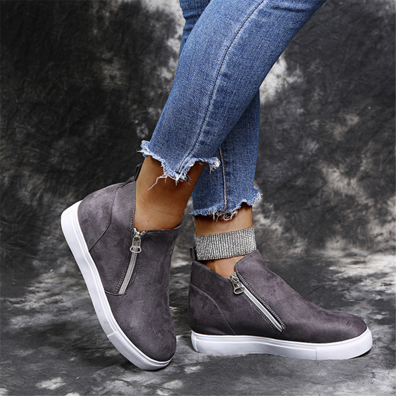 Stylish Flat Double Zip Casual Ankle Boots