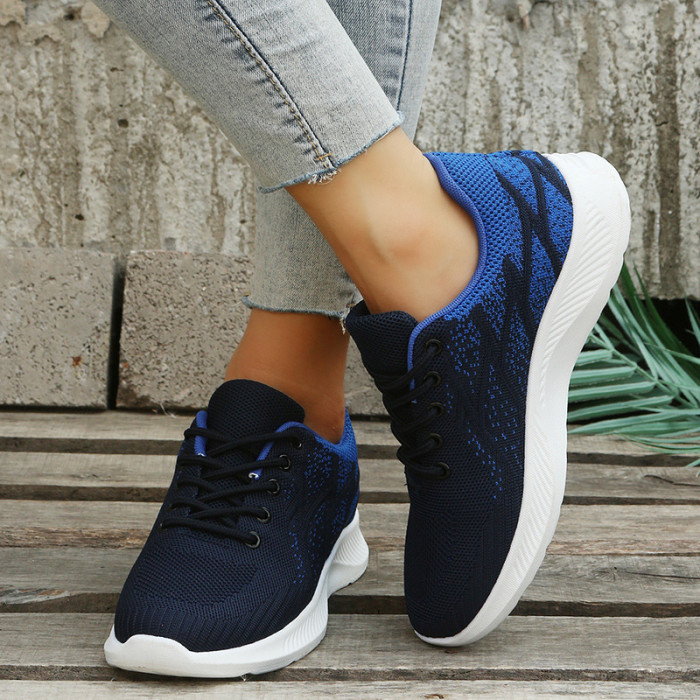 Fashion Wedge Plus Size Lace Up Casual Sneakers