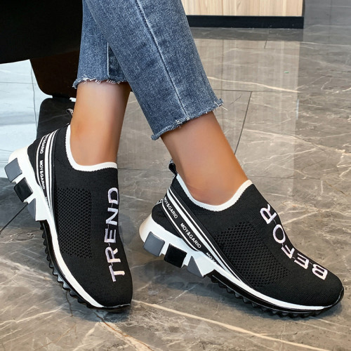 Plus Size Fashion Platform Wedge Heel Toe Casual Sneakers