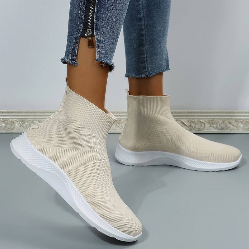 Solid Color Plus Size Casual Wedge Heel Set Sneakers