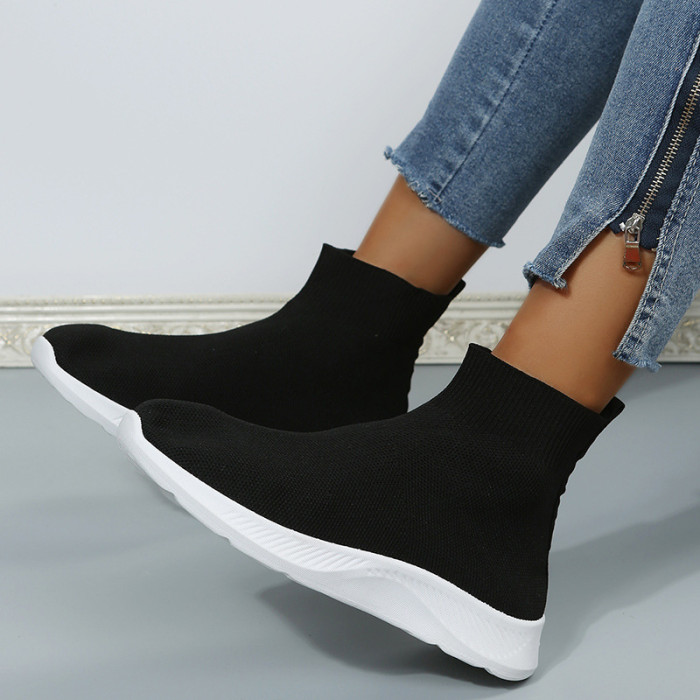 Solid Color Plus Size Casual Wedge Heel Set Sneakers