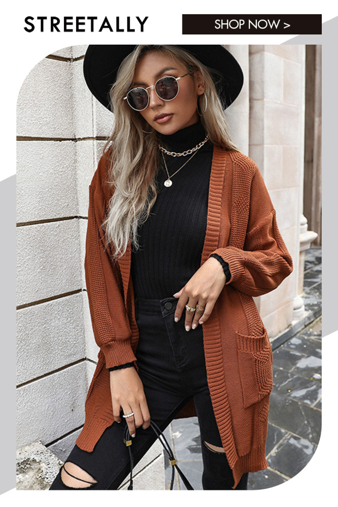 Long Casual Solid Color Long Sleeve Fashion Sweaters & Cardigans
