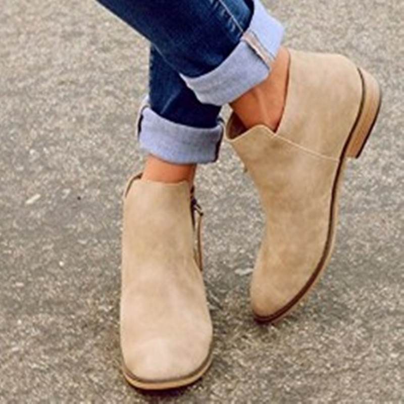 Fashion Solid Color Plus Size Casual Ankle Boots