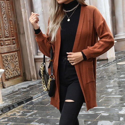 Long Casual Solid Color Long Sleeve Fashion Sweaters & Cardigans