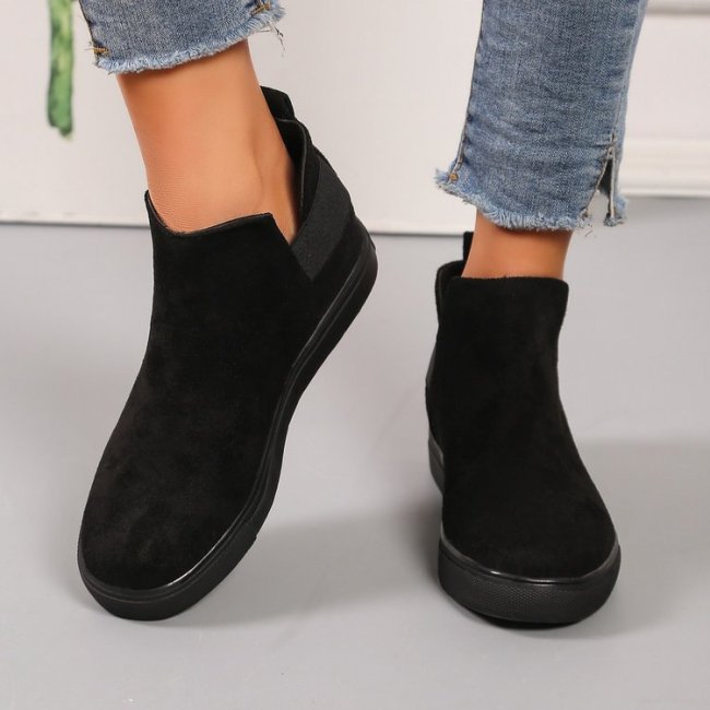 Flat Plus Size Comfort Suede Martin Ankle Boots