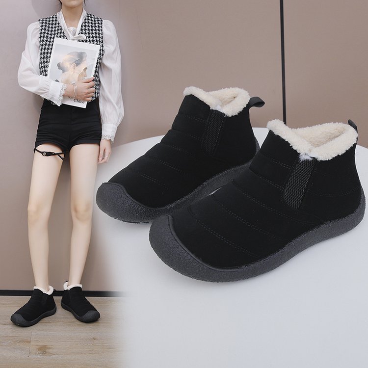 Large Size Short Tube Thickened Warm One Pedal Flat Snow Ankle Boots