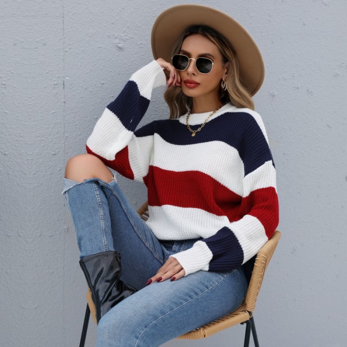 Long Sleeve Contrast Half Turtleneck Fashion Base Sweaters & Cardigans