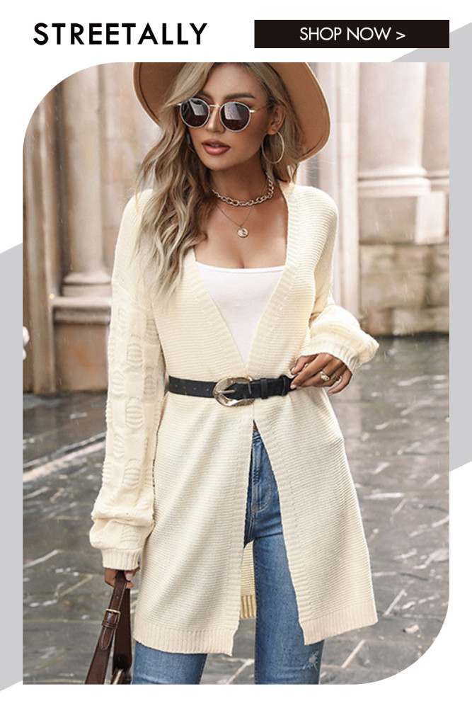 Fashion Long Sleeve Solid Color Long Loose Sweaters & Cardigans