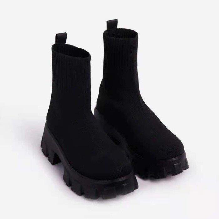 Flyknit Sports Women's Plus Size Slip-On Socks Boots