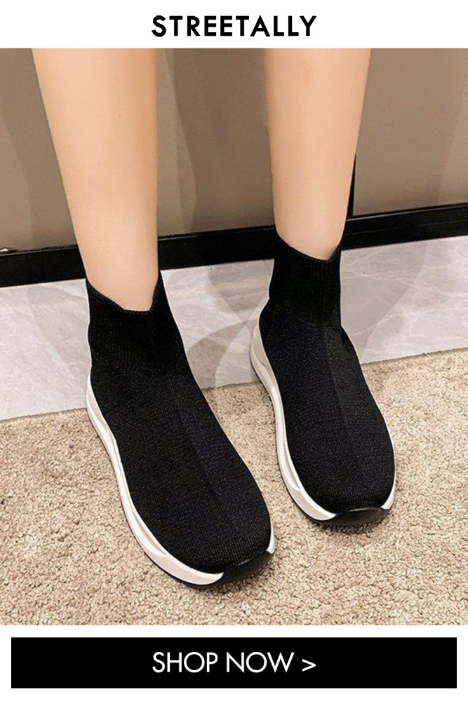 Plus Size Muffin Bottom Solid Color Casual Breathable Socks Ankle Boots