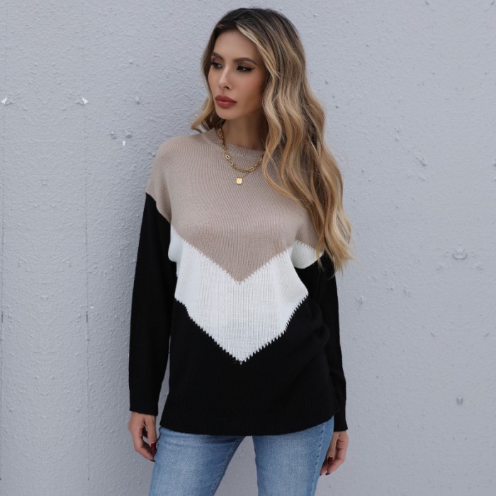 Elegant Fashion Long Sleeve Colorblock Half Turtleneck Base Sweaters & Cardigans