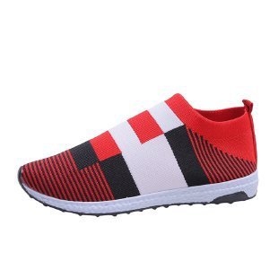 Plus Size Flyknit Round Toe Colorblock Everyday Casual Flat Sneakers