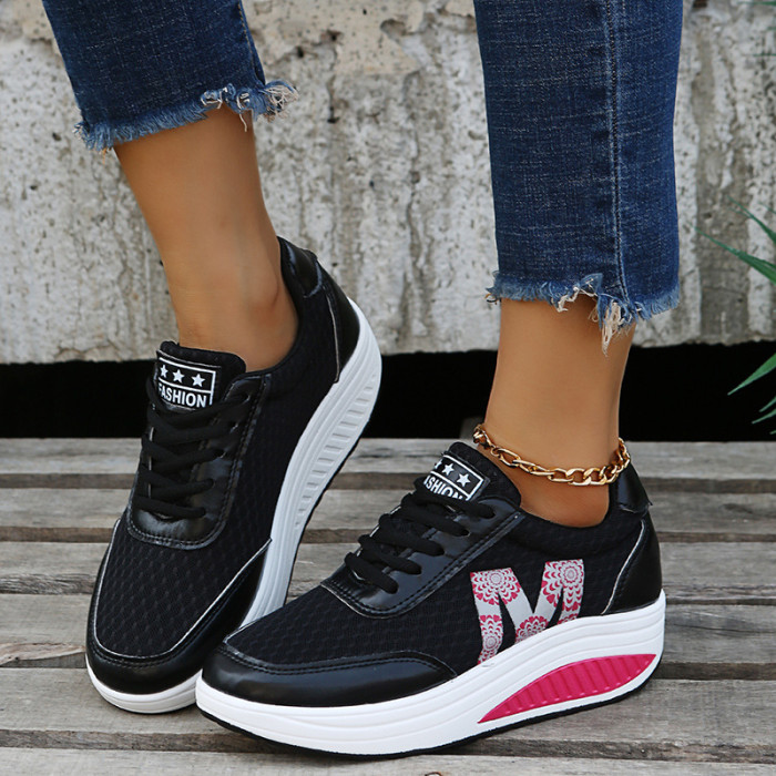 Mesh Muffin Thick Bottom Heightening Casual Sneakers