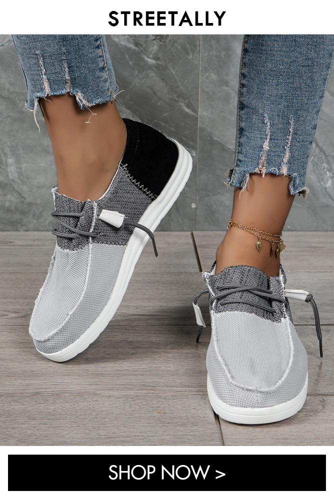 Colorblock Plus Size Casual Fashion Tie Flat & Loafers