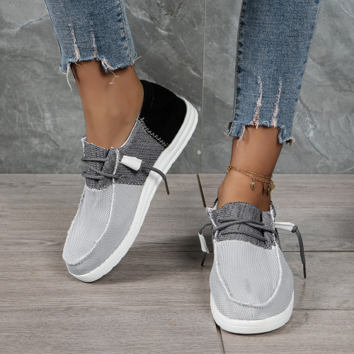 Colorblock Plus Size Casual Fashion Tie Flat & Loafers