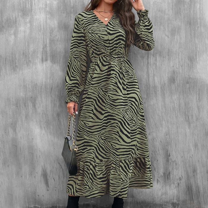 Bottoming Velvet Striped V-Neck Slit Maxi Dresses