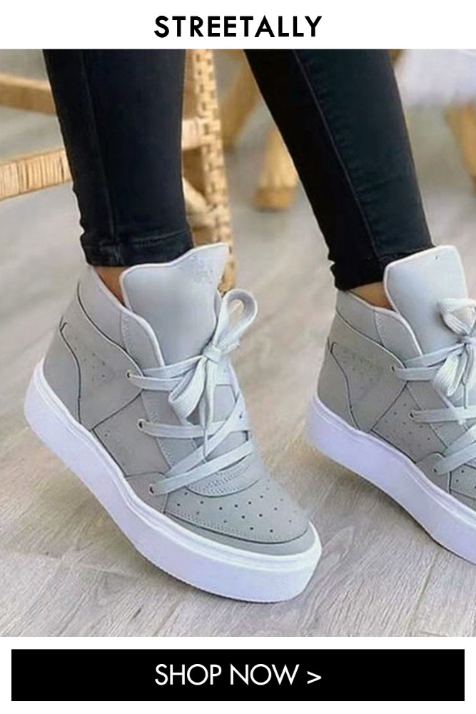 Versatile Casual Solid Color Lace-Up Laser Sneakers