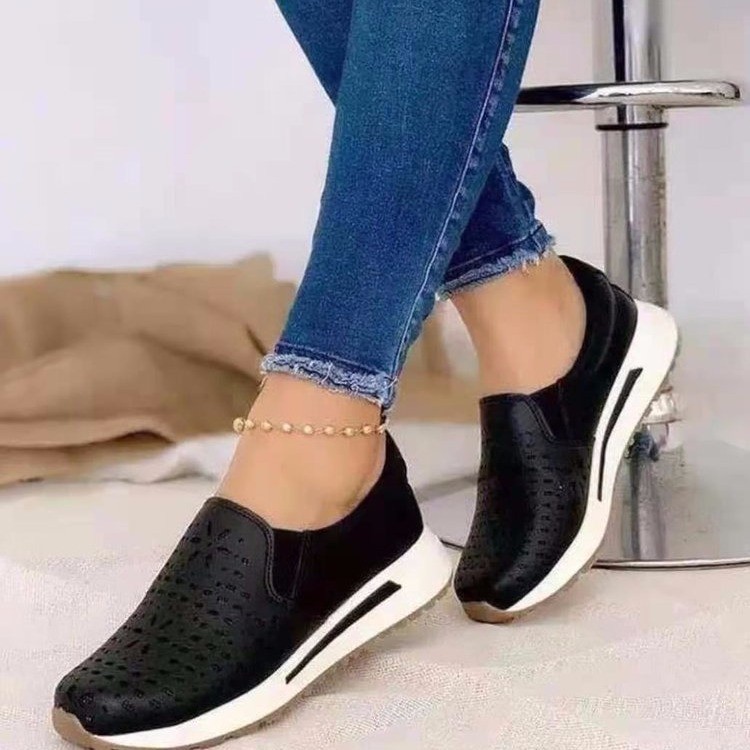 Hollow Flat Casual Solid Color Fashion Round Sneakers