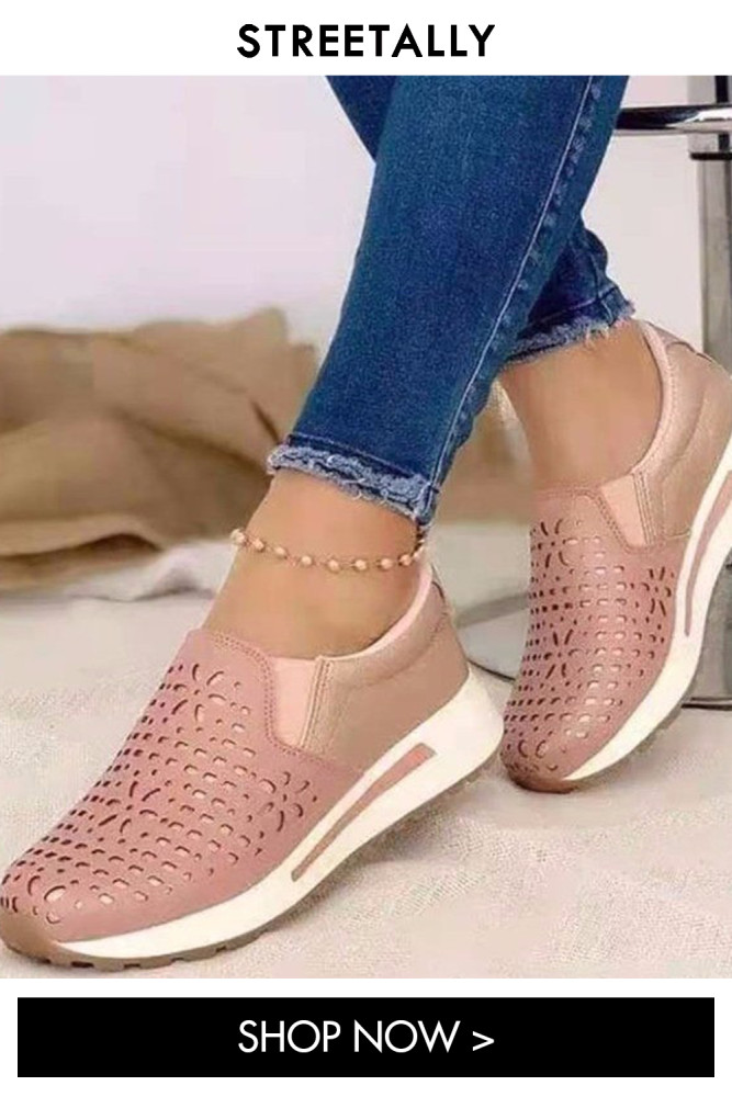 Hollow Flat Casual Solid Color Fashion Round Sneakers
