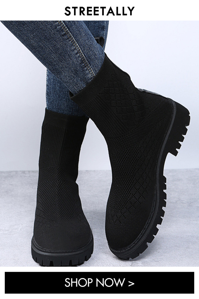 Fashion Thick Bottom Large Stretch Solid Color Mid Tube Boots