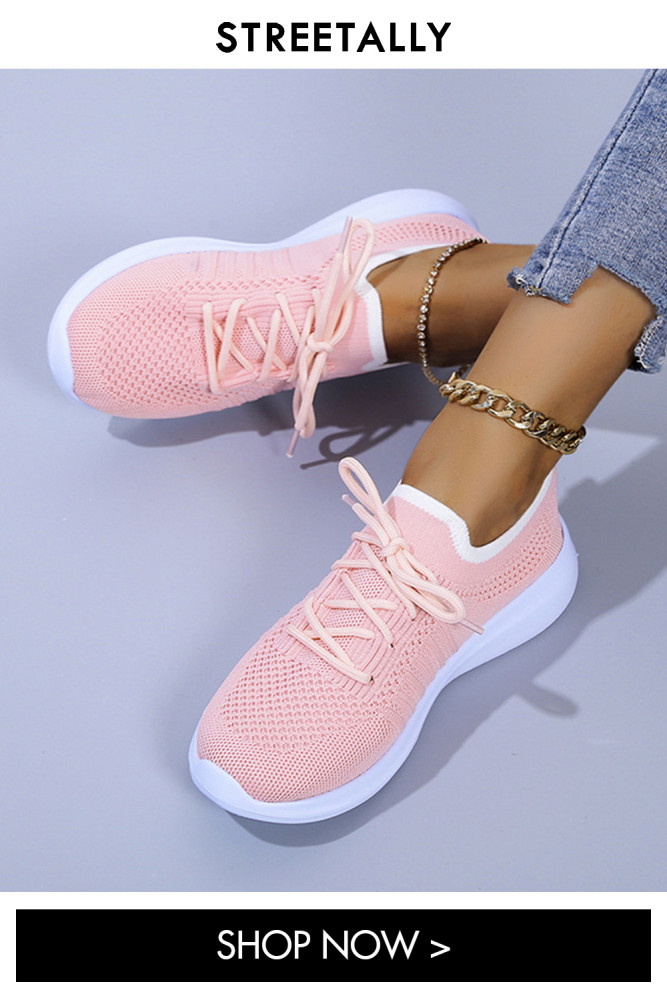 Plus Size Solid Color Lightweight Casual Flat Tie Sneakers