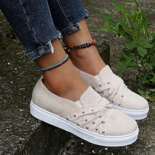 Fashion Casual Plus Size Rhinestone Lace Set Feet Flat & Loafers