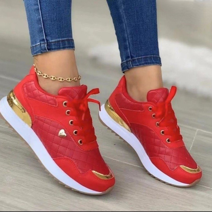Women Mesh Patchwork Lace Up Flats Outdoor Running Comfortable Breathable Sneakers