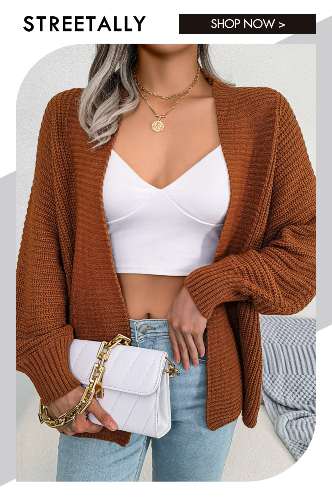 Casual Doll Long Sleeve Loose Solid Elegant Sweaters & Cardigans