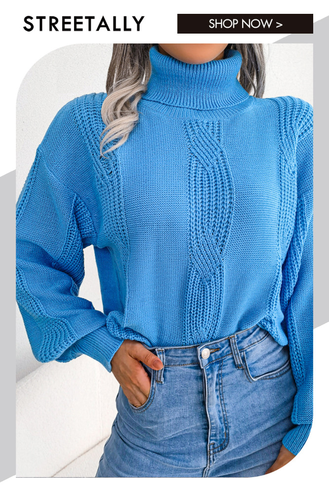 High Collar Twisted Lantern Sleeves Bottoming Loose Fashion Sweaters & Cardigans