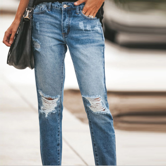 Women's Vintage Street Jeans High Waisted Harajuku Blue Straight Pants