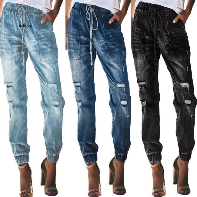 Summer New Woman Big Ripped Jeans