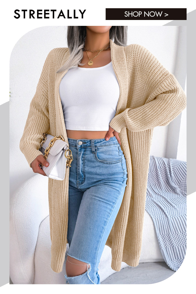 Casual All-match Lapel Long Solid Color Fashion Sweaters & Cardigans