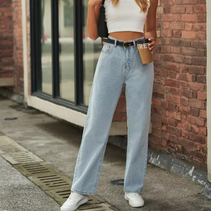Women's Fashion Butterfly Print Light Jeans