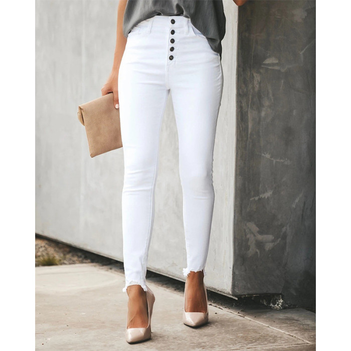 Fashion For Women Autumn Winter New Solid Breasted Elasticity Trousers