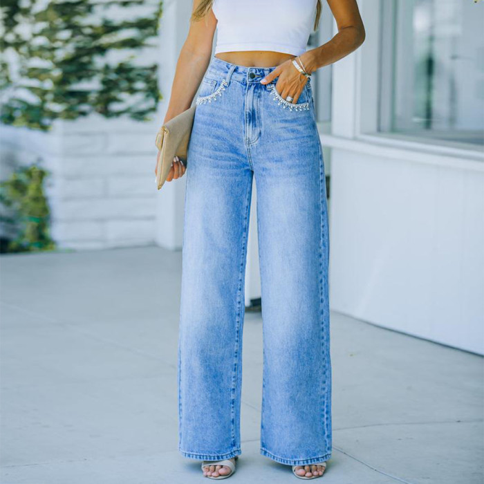 High Waisted Jeans Woman Autumn Y2k Wide Leg Pants
