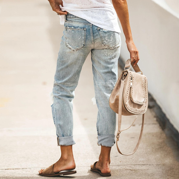 New Women's Jeans Ripped Slim Streetwear Vintage Jeans