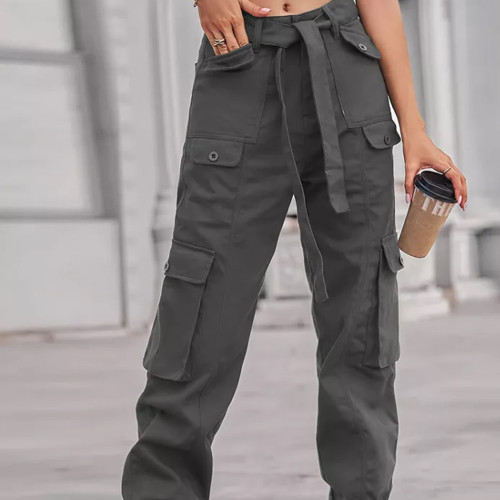 Streetwear Mid Waist Cargo Pants Denim Trousers