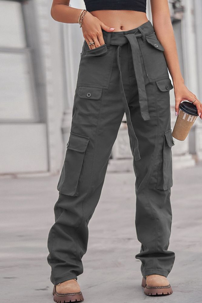 Streetwear Mid Waist Cargo Pants Denim Trousers