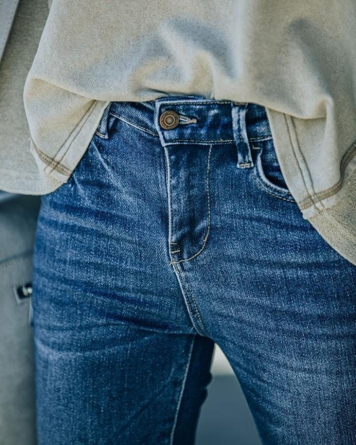 New High Waist Flare Jeans For Women Retro High Stretch Skinny Denim